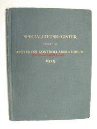 Specialitetsregister utgivet av Apotekens Kontrollaboratorium 1928