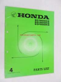 Honda Generator EC1500K3, EG1500K3, ED1000K3  parts list 4 -varaosaluettelo