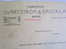 Osakeyhtiö Svartström & Drockila Wiipuri 5.3.1927 -asiakirja