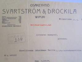Osakeyhtiö Svartström & Drockila Wiipuri 16.4.1927 -asiakirja