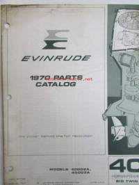 Evinrude 1970 Parts book 40 Horsepower Big Twin  (First in outboards), katso tarkemmat mallimerkinnät kuvista.