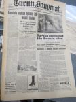 Turun Sanomat 20.12.1939, sis. mm. seur. artikkelit / otsikot / kuvat; Turkua pommitettiin ilmasta eilen - työläiskorttelit ja sairaala-alue tuhoyritysten