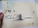 Helge Stén 1957 - Omena -piirros / harjoitelma / skitsi / lyijykynä- tai tussityö, alkuperäinen taiteilijan piirros, signeerattu -art work