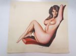 Pin-up -tyyppinen sekatekniikkatyö, signeerattu