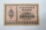10 kruunua Norja 1947 Norway 10 kroner E. 4016056 -seteli / bank note