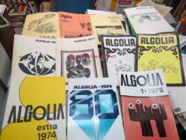 Algolia - Algol Oy sisäinen henkilökunta- ja yritysjulkaisu vuosilta 1963, 1964, 1966, 1967, 1969, 1970, 1971, 1972, 1973, 1974, 1975