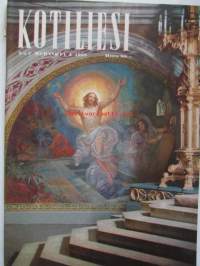 Kotiliesi 1958 nr 7 -mm. Kotilieden keittiöstä pääsiäismakeiset, Tunnetko Turun Tuomiokirkkoa?, Uusi muoti vaatii arvostelukykyä, Emäntä opettajana