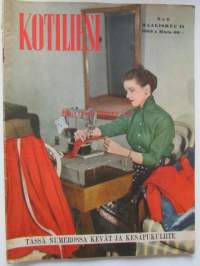 Kotiliesi 1953 nr 6 Maaliskuu -mm. Ajankuvaa kevät 1953. Arabian astiamallistoja hintatietoineen v. 1953  Paula-tyttö 1953, Runsaasti kevätmuotia 1953