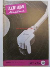 Tekniikan Maailma 1957 nr 10 -mm. Rainojen kopiomislaite, Taskukokoinen tehovastaanotin transistoreilla, Koekuvassa Suurennuskone Opemus II 6x6 cm, 2