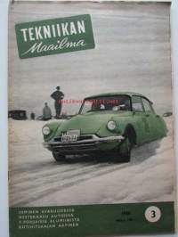 Tekniikan maailma 1958 nr 3 -mm. Voitokas V. Braun, Koeajossa Standard Ten, Uutta ruokaa autoille, Ihminen avaruudessa, Carvalle esittäytyi, Uutisia radioalalta,