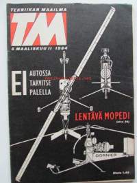 Tekniikan maailma 1964 nr 5 -mm. Suomen kulttuurirahasto, Messeerschmitt, Ei autossa tarvitse palella, Lentävä mopedi Do 32, Nauhanvaihdin, Autosta asunto,