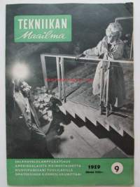 Tekniikan maailma 1959 nr 9 -mm. Omatekoinen kierroslukumittari, Kuinka auton polttoainemittari toimii, Muovipanssari tuulilasille, Bessamatic, Salamavalolamppu