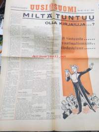 Uusi Suomi 1934 nr 42 (21.9.) Sunnuntailiite, sis. mm. seur. artikkelit; Miltä tuntuu olla kirjailija?, Englantilaisia (kalliita) kirjaväärenteitä, Kulovesi -