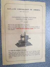 Kay an Ee (K&N) Corporation of America - Children´s Sewing machine instruction sheet -lasten ompelukoneen käyttöohjeet