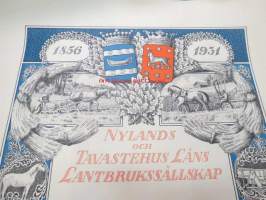 Nylands och Tavastehus Läns Lantbrukssällskap har vid sin 75-års Jubileumsutställning tilldelat ....    för... Borgå 19-21 juni 1931 - kunniakirja, piirtänyt