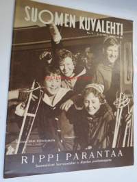 Suomen Kuvalehti 1956 nr 9, presidentti suksilla, suomalainen herrasmies, Valentin ikää pakoon - Skelskör, mies ja kymmenen tuhatta pommia vaarattomaksi tehnyt