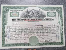 The Four Wheel Drive Auto Company 10 shares 10,00 USD each, 1946 -osakekirja