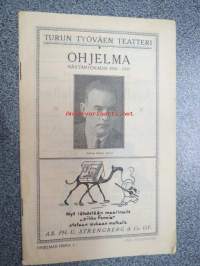 Turun Työväen Teatteri ohjelma näytäntökausi 1926-1927 -näytelmä 
