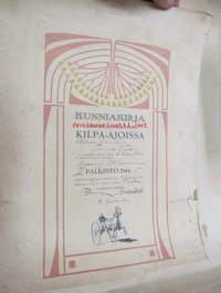 Kunniakirja Kärkölässä pidetyistä kilpa-ajoissa 2.2.1913 tamma 