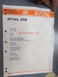 Stihl 018 Spare Parts List / Liste des pieces / Ersatzteilliste -varaosaluettelo