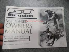 GT Bicycles Multispeed Owner´s manual -polkupyörän käyttöohjekirja