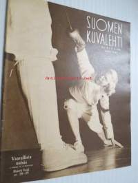 Suomen Kuvalehti 1956 nr 18, miksi Suomi ei voi myydä aseita?, kukistettu Lysenko, Taormina, vaarallisia naisia - miekkailevat naiset, Jussi Mäntynen, koko sivun