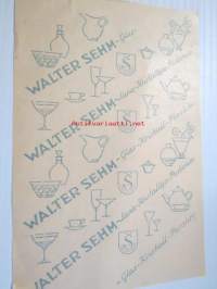 Walter Sehm - lasia-posliinia-kristallia käärepaperinäyte