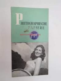 Gevaert Photographische Papiere Orthobrom, Gevarto, Prestona, Vittex, Artona, Vertona, Gevaluxe -brochure -esite, valokuvapaperit