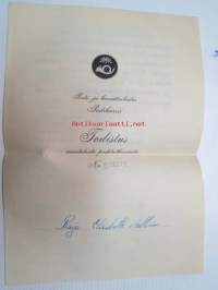 Posti- ja lennätinlaitos - Postikurssi - Todistus suoritetusta postitutkinnosta No IV18439 R.E.A. 5.12.1947