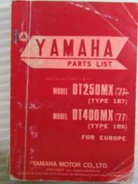 Yamaha parts list model DT250MX ('77)(type1R7) model DT400MX ('77)(type1R6) for Europe  - Varaosaluettelo