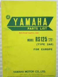 Yamaha parts list model RS125 ('77)(type 2A0) for Europe - Varaosaluettelo