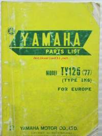 Yamaha parts list model TY125 ('77)(type 1K6) for Europe - Varaosaluettelo