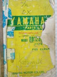 Yamaha parts list model RD125DX ('76) for Europe - Varaosaluettelo katumalli