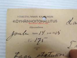 Hämeenlinnan kaupungin köyhäinhoitohallitus / Turun köyhäinhoitohallitus - Lastenhoitolautakunta Turku, 14.12.1918 -