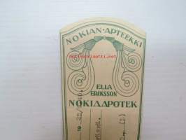 Nokian Apteekki - Nokia Apotek, 25.9.1940 -apteekkisignatuuri, reseptiliuska