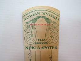 Nokian Apteekki - Nokia Apotek, 7.10.1939 -apteekkisignatuuri, reseptiliuska