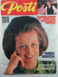 Koti Posti 1966 nr 4, sis. mm. seur. artikkelit / kuvat / mainokset; Kuuluja hurjapäitä Kit Caron, Timo Mäkinen ykköskuski, Yksinvaltiaiden yksityiselämää