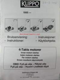 Klippo 1995 - käyttöohjeita ennen moottorin käynnistymistä