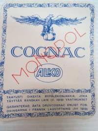 ALKO Cognac Monopol -viinaetiketti 1930-luvulta