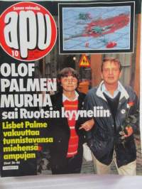 Apu 1986 nr 10, sis. mm. seur. artikkelit / kuvat / mainokset; Judith Thurman kirjoitti Karen Blixenin elämäkerran 