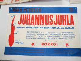 Koko perheen juhannusjuhla Ruissalon Marjaniemessä 1964 -juliste