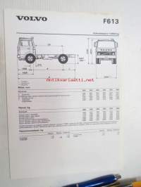 Volvo F613 -tekniset tiedot, esite