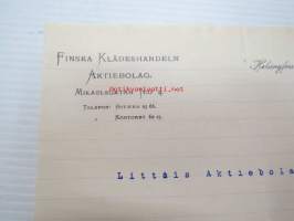 Finska Klädeshandeln Ab, Helsinki, 7.4.1915 -asiakirja