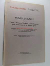 Minimihinnat Turun, Hangon, Kotkan, Uudenkaupungin, Pietarsaaren, Kemin piiri - määrätyt Suomen Sahanomistajayhdistyksen Myyntiosaston hallituksen marraskuun 13