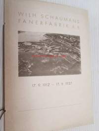 Wilh. Schaumans Fanerfabrik A.B. 17.9.1912 - 17.9.1937 menu