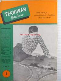 Tekniikan Maailma 1955 nr 1, sis. mm. seur. artikkelit / kuvat / mainokset; Neulakortin jokamiehen reikäkorttijärjestelmä, Moniasteinen vastakytkentä - hyvän