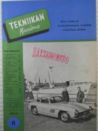 Tekniikan Maailma 1955 nr 6, sis. mm. seur. artikkelit / kuvat / mainokset; Hautomakone, Katamaran ja purjelauta työpiirros ja rakennusainetaulukko, Öljyt ja