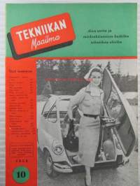 Tekniikan Maailma 1954 nr 10, sis. mm. seur. artikkelit / kuvat / mainokset; Nauhahiomakone rakennepiirustus ja osaluettelo, Kokokeraamiset radioputket, Leica M-3,