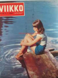 Viikko Sanomat 1958 nr 28, sis. mm. seur. artikkelit / kuvat / mainokset; Viikon filmimaailmassa Rock Hudson ja Gregory Peck, Greta Garbo tähti syttyi, professori