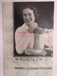 W. Rosenlew & Co Oy Säkki- ja pussitehdas näytepussit 6 kpl -hinnasto näytepusseineen